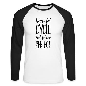 Geboren zum Fahrradfahren Radler Fahrrad Geschenk - Unisex Baseballshirt langarm - Weiß/Schwarz - Vorne - Nik (191cm)