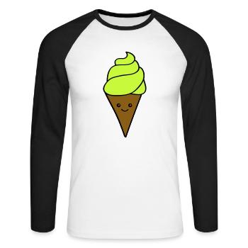 Icecream Smile - Unisex Long Sleeve Baseball T-Shirt - white/black - Front - Nik (191cm)