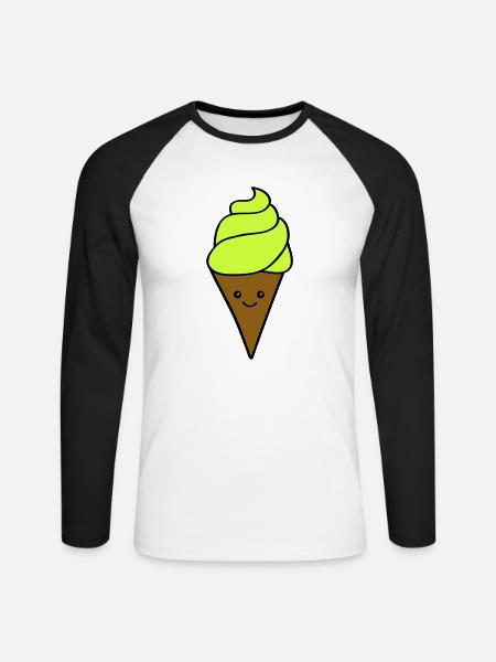 Icecream Smile - Unisex Long Sleeve Baseball T-Shirt - white/black
