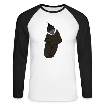 Langur de françois - T-shirt baseball manches longues Homme - blanc/noir - Devant - Nik (191cm)