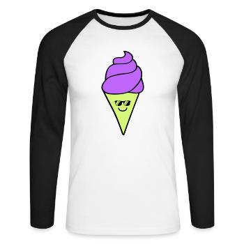 Icecream - Unisex Long Sleeve Baseball T-Shirt - white/black - Front - Nik (191cm)