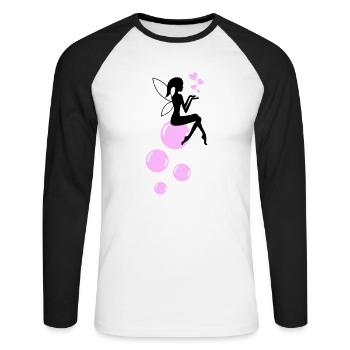 Bulles de savon de fée 01 - T-shirt baseball manches longues Homme - blanc/noir - Devant - Nik (191cm)