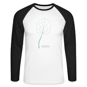 aspen. - Unisex Baseballshirt langarm - Weiß/Schwarz - Vorne - Nik (191cm)