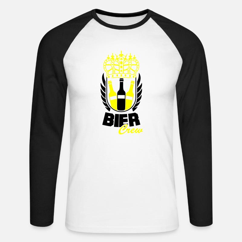bier crew - Unisex Baseballshirt langarm - Weiß/Schwarz