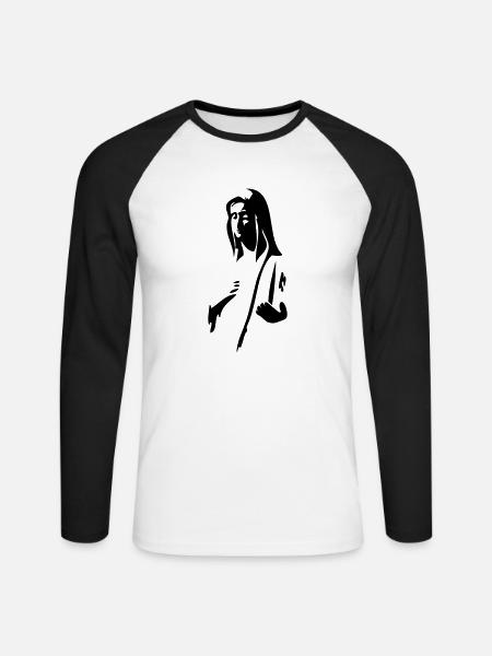 Virgin Mary - Unisex Long Sleeve Baseball T-Shirt - white/black
