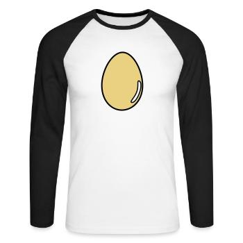 œuf - T-shirt baseball manches longues Homme - blanc/noir - Devant - Nik (191cm)