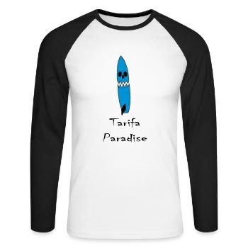 tarifa paradis surf crâne - T-shirt baseball manches longues Homme - blanc/noir - Devant - Nik (191cm)