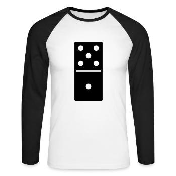 DOMINO STONE 5:1 - VARIABLE COLOR - VECTOR DESIGN! - Unisex Baseballshirt langarm - Weiß/Schwarz - Vorne - Nik (191cm)