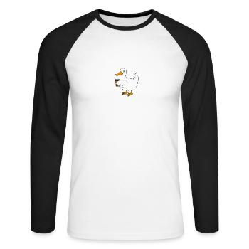 Ente Kaffee Spruch - Unisex Baseballshirt langarm - Weiß/Schwarz - Vorne - Nik (191cm)
