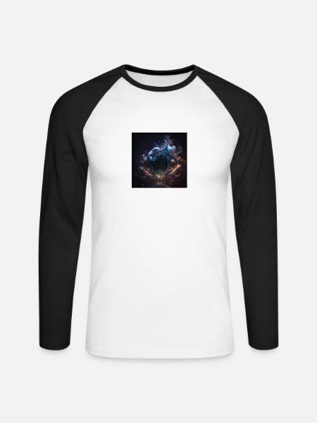 Digitale Kunst Abstract n°5 - Unisex Baseballshirt langarm - Weiß/Schwarz