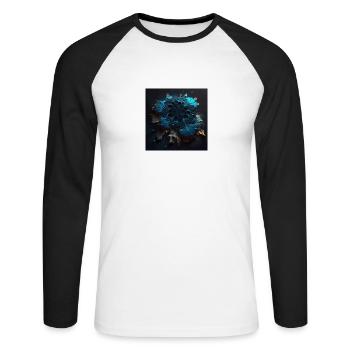 Abstrakter Schädel n°8 - Unisex Baseballshirt langarm - Weiß/Schwarz - Vorne - Nik (191cm)