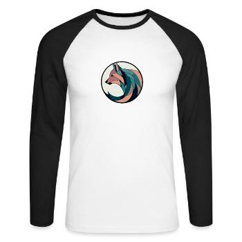 fox dog in a circle colorful - Unisex Long Sleeve Baseball T-Shirt - white/black - Front - Nik (191cm)