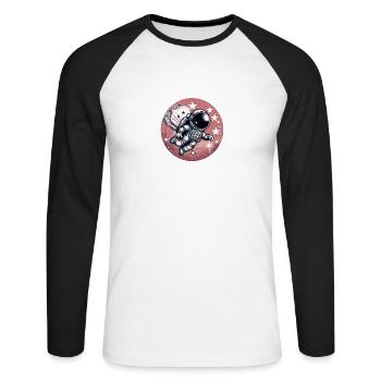 Exploration de l’espace - T-shirt baseball manches longues Homme - blanc/noir - Devant - Nik (191cm)
