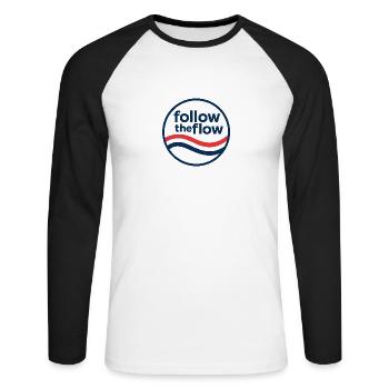 file 00000000676061f7b677d8e34dfd9326 - Unisex Baseballshirt langarm - Weiß/Schwarz - Vorne - Nik (191cm)