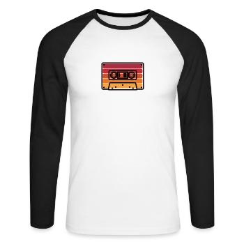 Retro Caseette - Unisex Long Sleeve Baseball T-Shirt - white/black - Front - Nik (191cm)