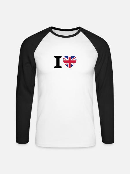 I love UK - Unisex Long Sleeve Baseball T-Shirt - white/black