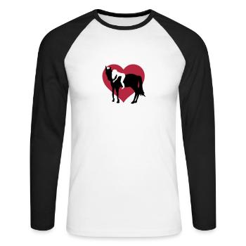 Fille et son cheval - T-shirt baseball manches longues Homme - blanc/noir - Devant - Nik (191cm)