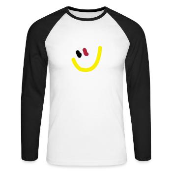 EM2018 DE (Smiley) - Unisex Baseballshirt langarm - Weiß/Schwarz - Vorne - Nik (191cm)