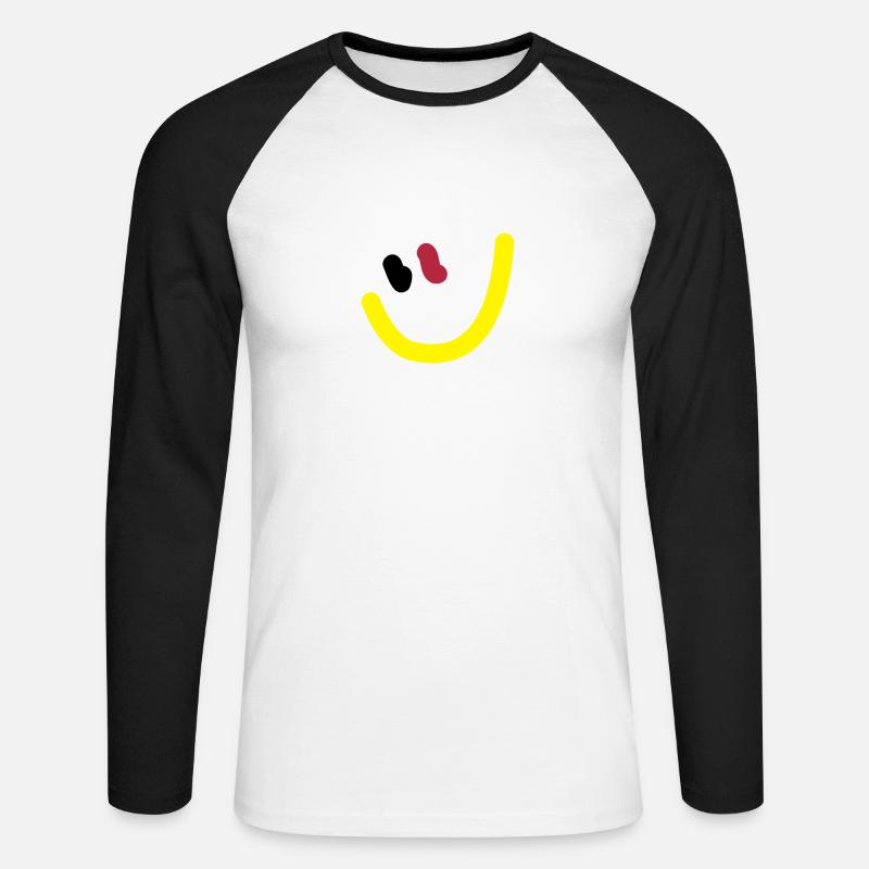 EM2018 DE (Smiley) - Unisex Baseballshirt langarm - Weiß/Schwarz