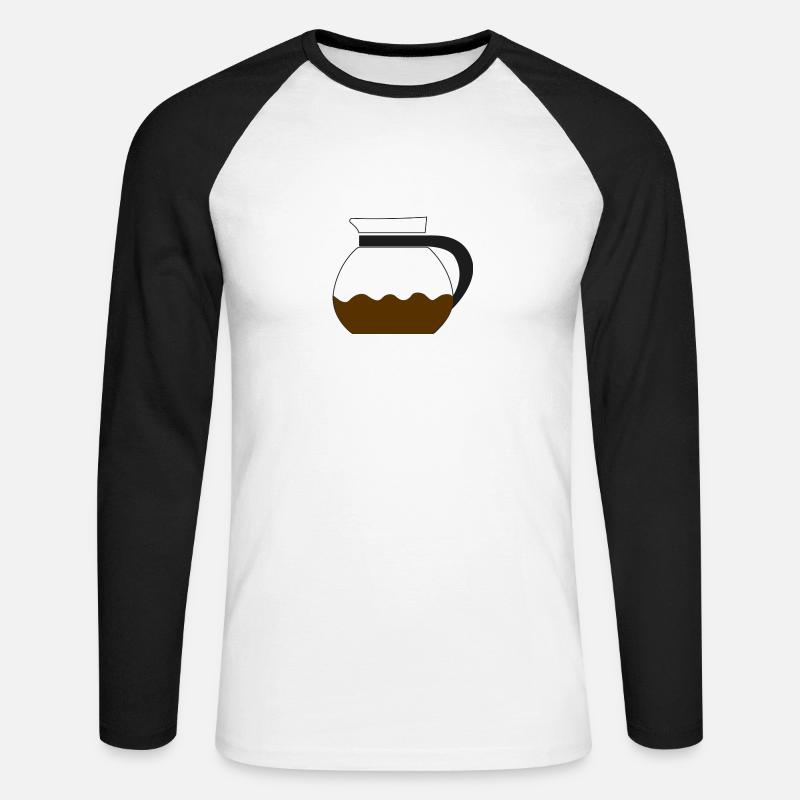 Kaffeepot - Unisex Baseballshirt langarm - Weiß/Schwarz