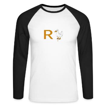 Rente Ente - Unisex Baseballshirt langarm - Weiß/Schwarz - Vorne - Nik (191cm)