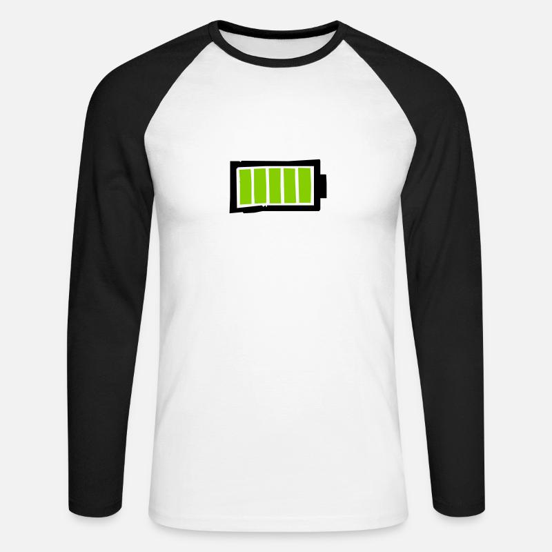 Batterie - Unisex Baseballshirt langarm - Weiß/Schwarz