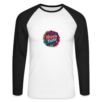 Frohe Ostern Bunte Eierjagd Osterkorb für Kinder - Unisex Baseballshirt langarm - Weiß/Schwarz - Vorne - Nik (191cm)