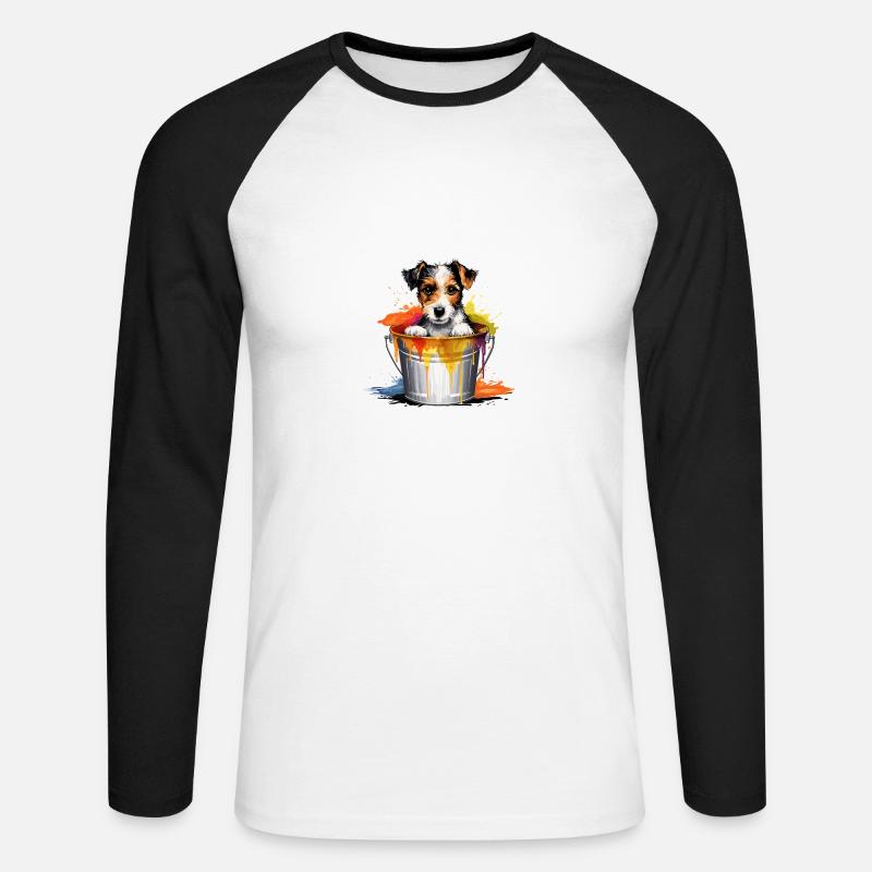 Foxterrier Hund Hunderasse - Unisex Baseballshirt langarm - Weiß/Schwarz