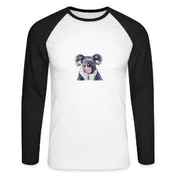 Koala mit Sonnenbrille Bubblegum für einen - Unisex Baseballshirt langarm - Weiß/Schwarz - Vorne - Nik (191cm)