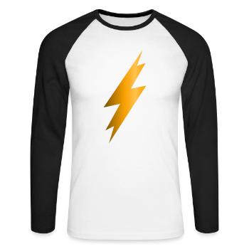 Lightning Bolt - Unisex Long Sleeve Baseball T-Shirt - white/black - Front - Nik (191cm)