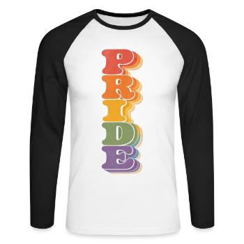 Pride Vertikal Regenbogen CSD Retro Spruch Retro 7 - Unisex Baseballshirt langarm - Weiß/Schwarz - Vorne - Nik (191cm)