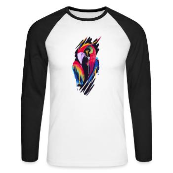 Perroquet - T-shirt baseball manches longues Homme - blanc/noir - Devant - Nik (191cm)