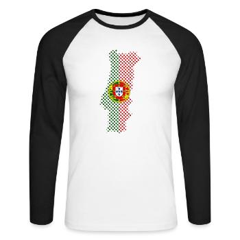 Portugal - Unisex Baseballshirt langarm - Weiß/Schwarz - Vorne - Nik (191cm)