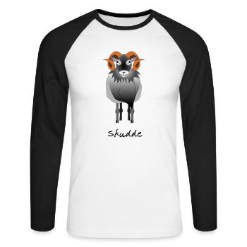 Skudde grau - Unisex Baseballshirt langarm - Weiß/Schwarz - Vorne - Nik (191cm)