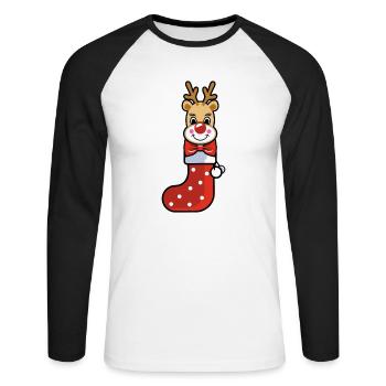 Merry Christmas - Unisex Baseballshirt langarm - Weiß/Schwarz - Vorne - Nik (191cm)