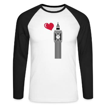 Big Ben, mon amour - T-shirt baseball manches longues Homme - blanc/noir - Devant - Nik (191cm)