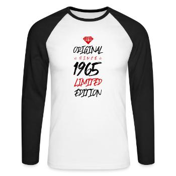 1965 limited edition - Unisex Baseballshirt langarm - Weiß/Schwarz - Vorne - Nik (191cm)