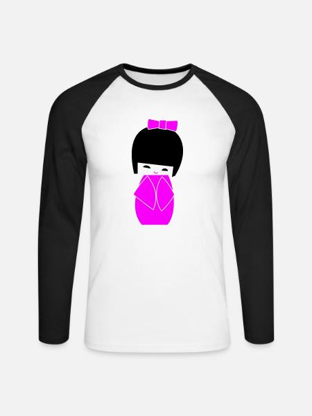 Kokeshi - T-shirt baseball manches longues Homme - blanc/noir