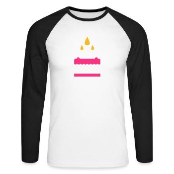 Torte - Unisex Baseballshirt langarm - Weiß/Schwarz - Vorne - Nik (191cm)
