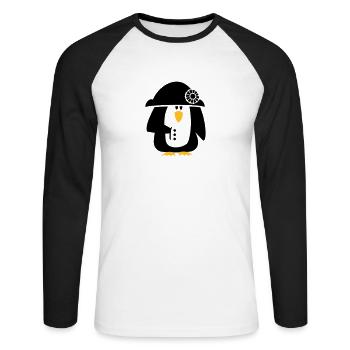 Penguin Bonaparte / Napoleon Penguin (2c) - Unisex Long Sleeve Baseball T-Shirt - white/black - Front - Nik (191cm)