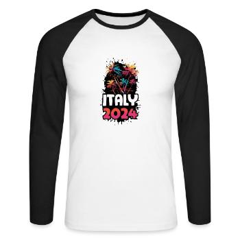 Italie 2024 Voyage de vacances coloré - T-shirt baseball manches longues Homme - blanc/noir - Devant - Nik (191cm)