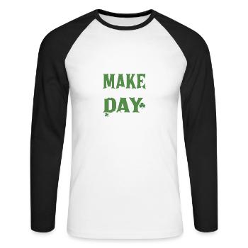 Irische Segnungen machen den St. Patrick's Day magisch - Unisex Baseballshirt langarm - Weiß/Schwarz - Vorne - Nik (191cm)