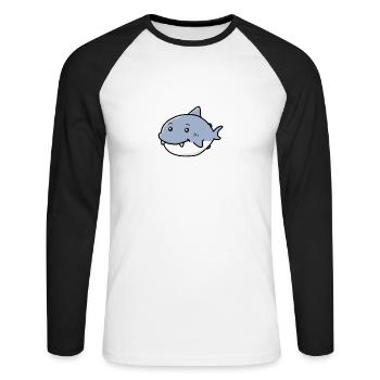 Cute Shark - T-shirt baseball manches longues Homme - blanc/noir - Devant - Nik (191cm)