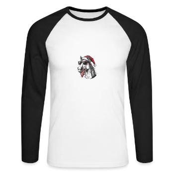 Horse Christmas Funny - Unisex Long Sleeve Baseball T-Shirt - white/black - Front - Nik (191cm)