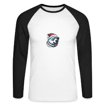 Polar Bear Christmas Funny - Unisex Long Sleeve Baseball T-Shirt - white/black - Front - Nik (191cm)