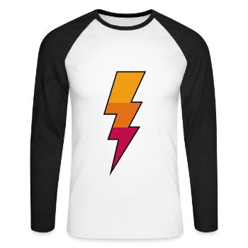 Blitz - Unisex Baseballshirt langarm - Weiß/Schwarz - Vorne - Nik (191cm)