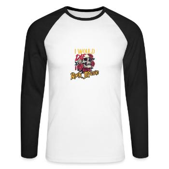 I Would Die For Rock Music skull And Roses Graphic - Unisex Long Sleeve Baseball T-Shirt - white/black - Front - Nik (191cm)