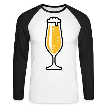Pilsner Glass Slim (Bière / Pils / Bière Tulipe / 2C) - T-shirt baseball manches longues Homme - blanc/noir - Devant - Nik (191cm)