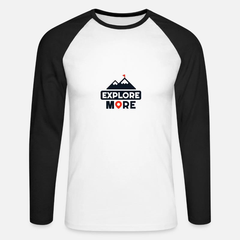 Explore More - Unisex Baseballshirt langarm - Weiß/Schwarz