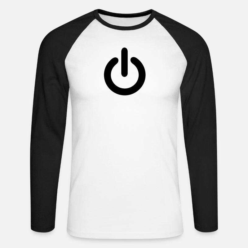 Power Switch Button Electric Technology Gift - Unisex Long Sleeve Baseball T-Shirt - white/black